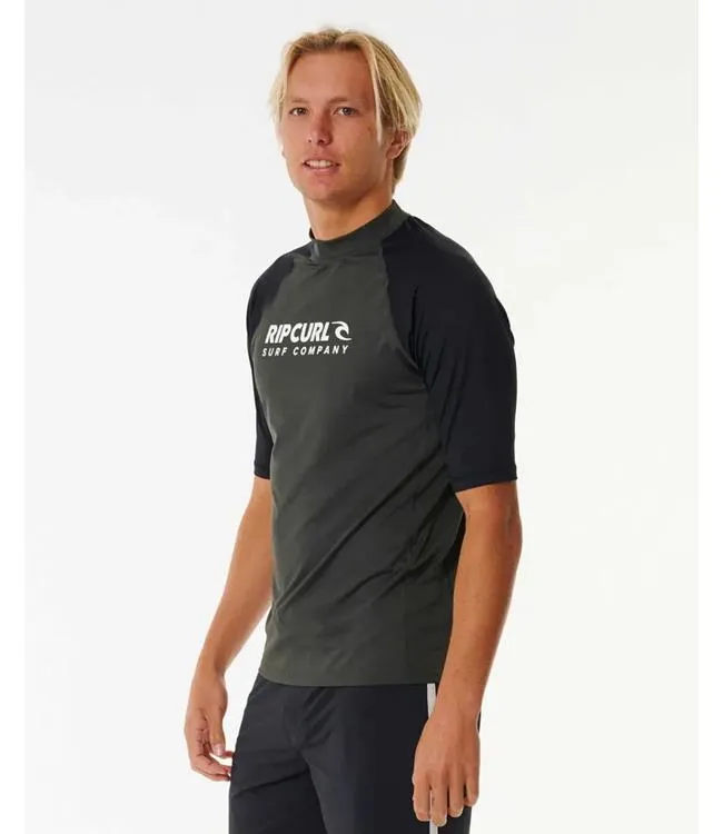 Ripcurl Shock Mens Short Sleeve Rashy (2024) - Black Marle