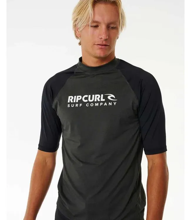 Ripcurl Shock Mens Short Sleeve Rashy (2024) - Black Marle