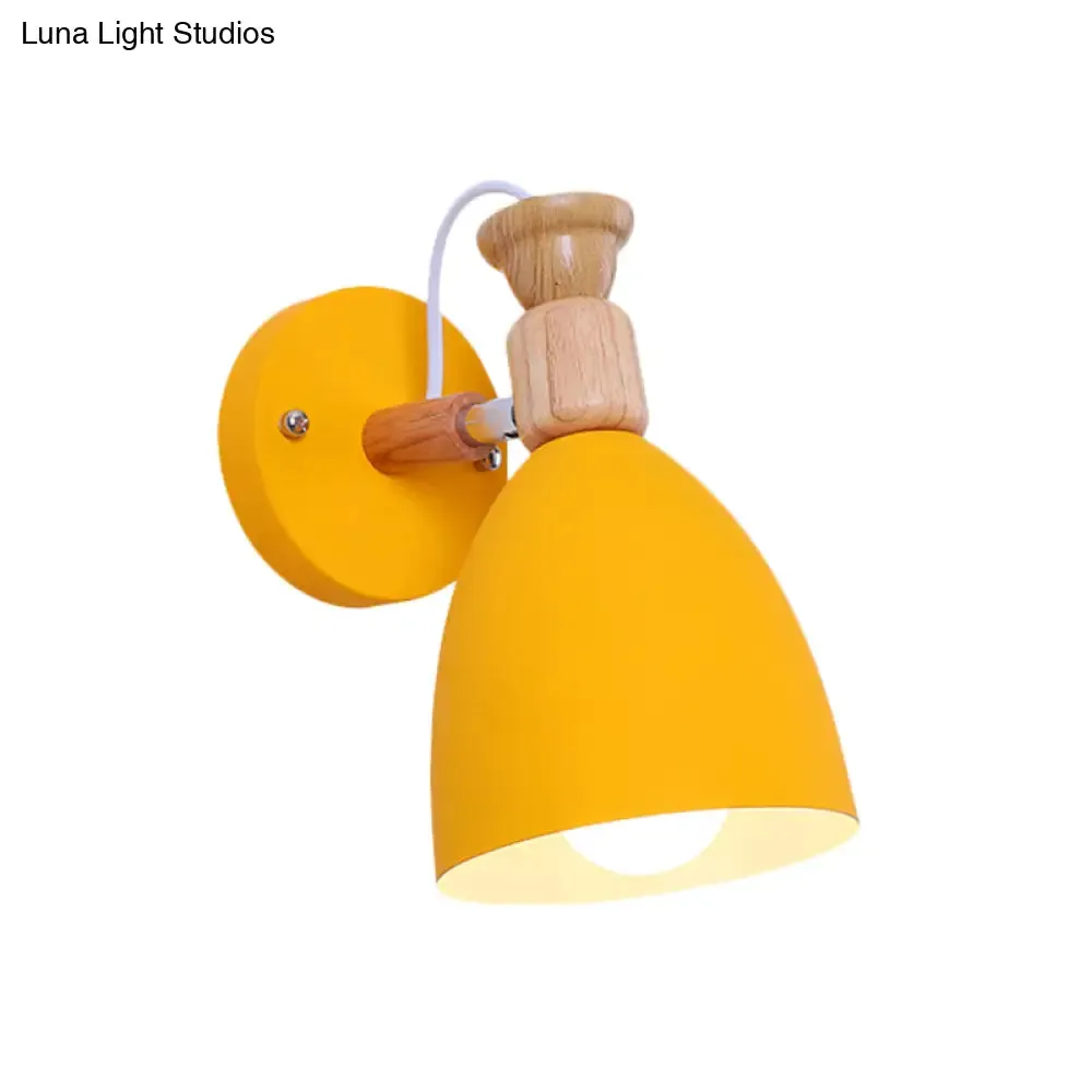 Rotatable Nordic Dome Wall Light for Kindergarten - Stylish Metal Sconce with Undertint and One Bulb