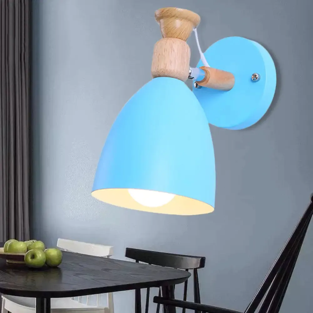 Rotatable Nordic Dome Wall Light for Kindergarten - Stylish Metal Sconce with Undertint and One Bulb