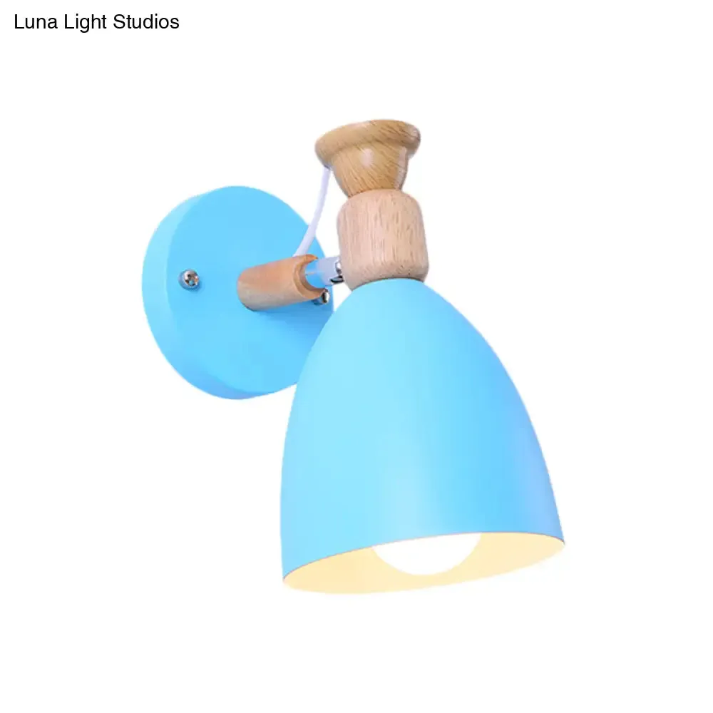 Rotatable Nordic Dome Wall Light for Kindergarten - Stylish Metal Sconce with Undertint and One Bulb