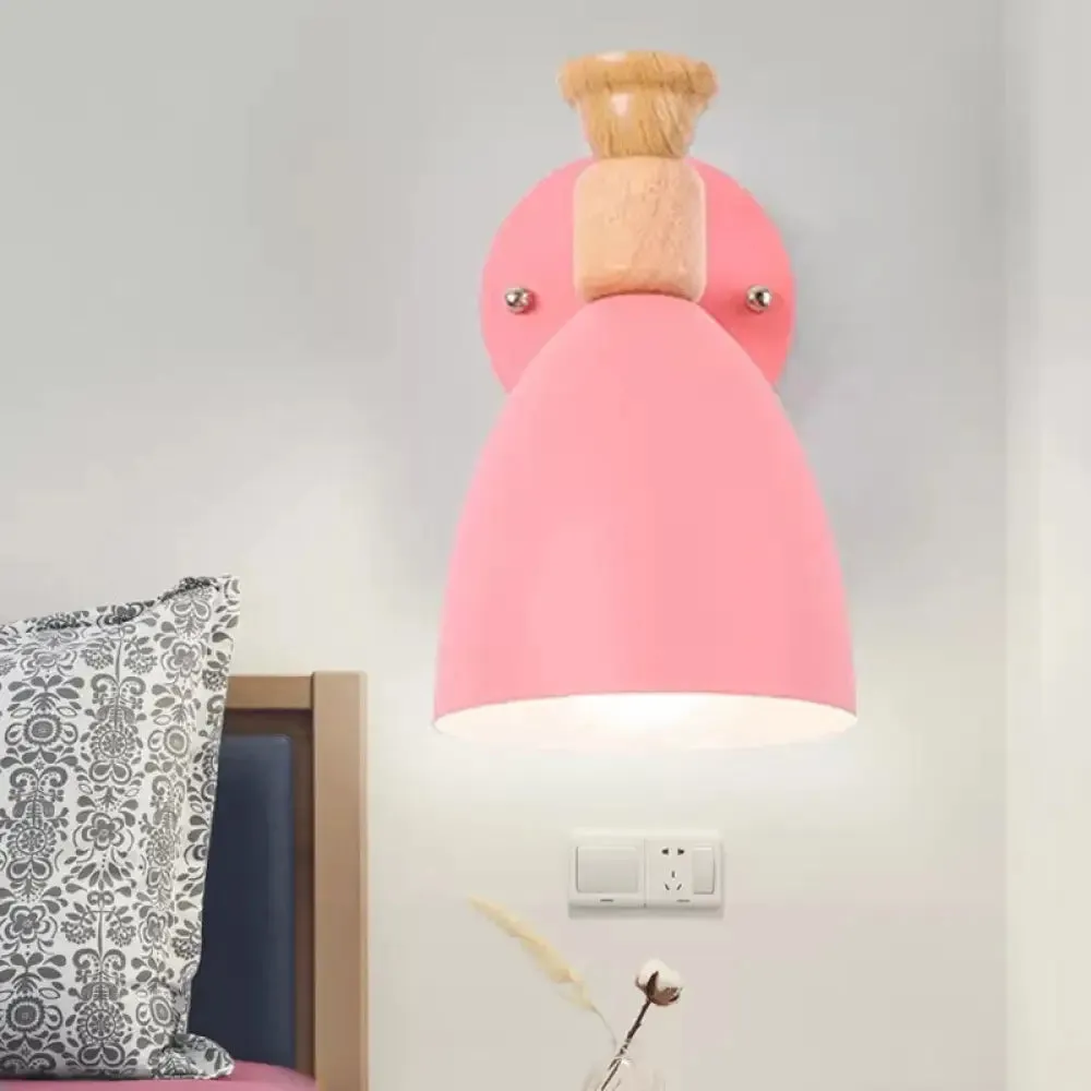 Rotatable Nordic Dome Wall Light for Kindergarten - Stylish Metal Sconce with Undertint and One Bulb