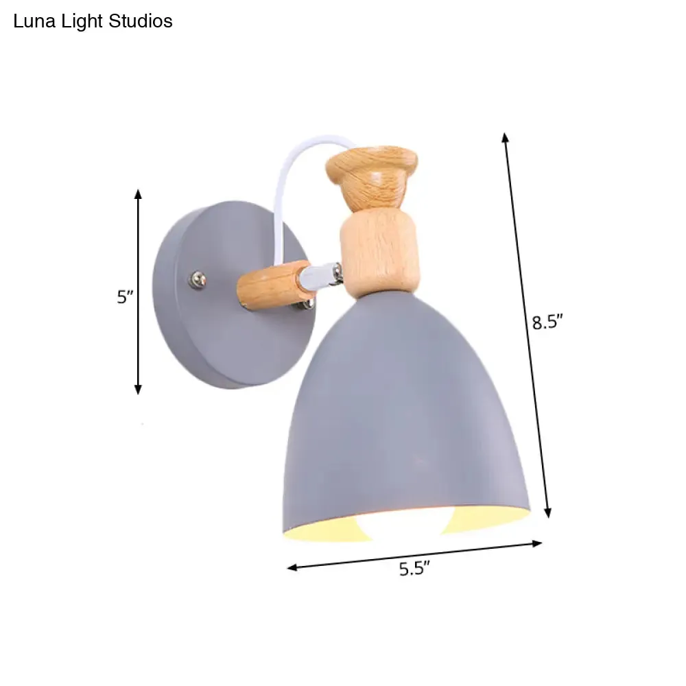 Rotatable Nordic Dome Wall Light for Kindergarten - Stylish Metal Sconce with Undertint and One Bulb