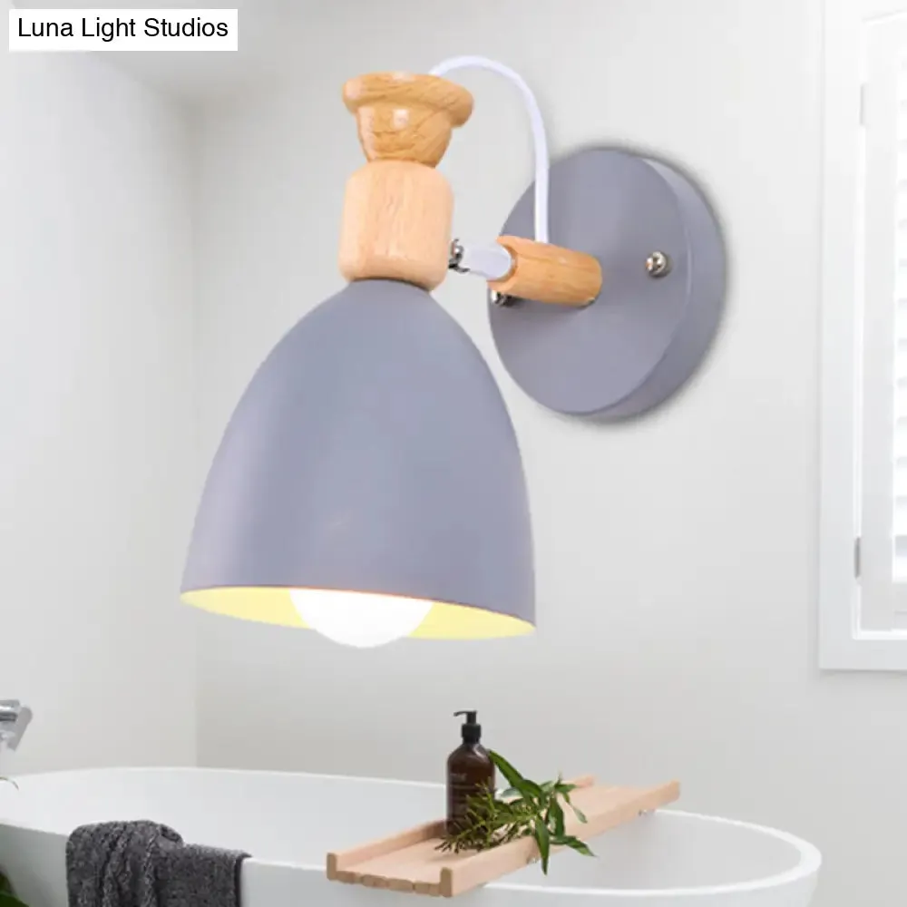 Rotatable Nordic Dome Wall Light for Kindergarten - Stylish Metal Sconce with Undertint and One Bulb