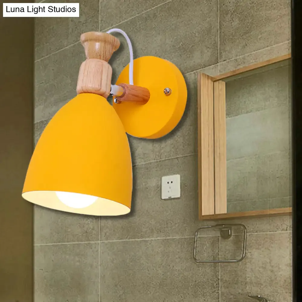 Rotatable Nordic Dome Wall Light for Kindergarten - Stylish Metal Sconce with Undertint and One Bulb