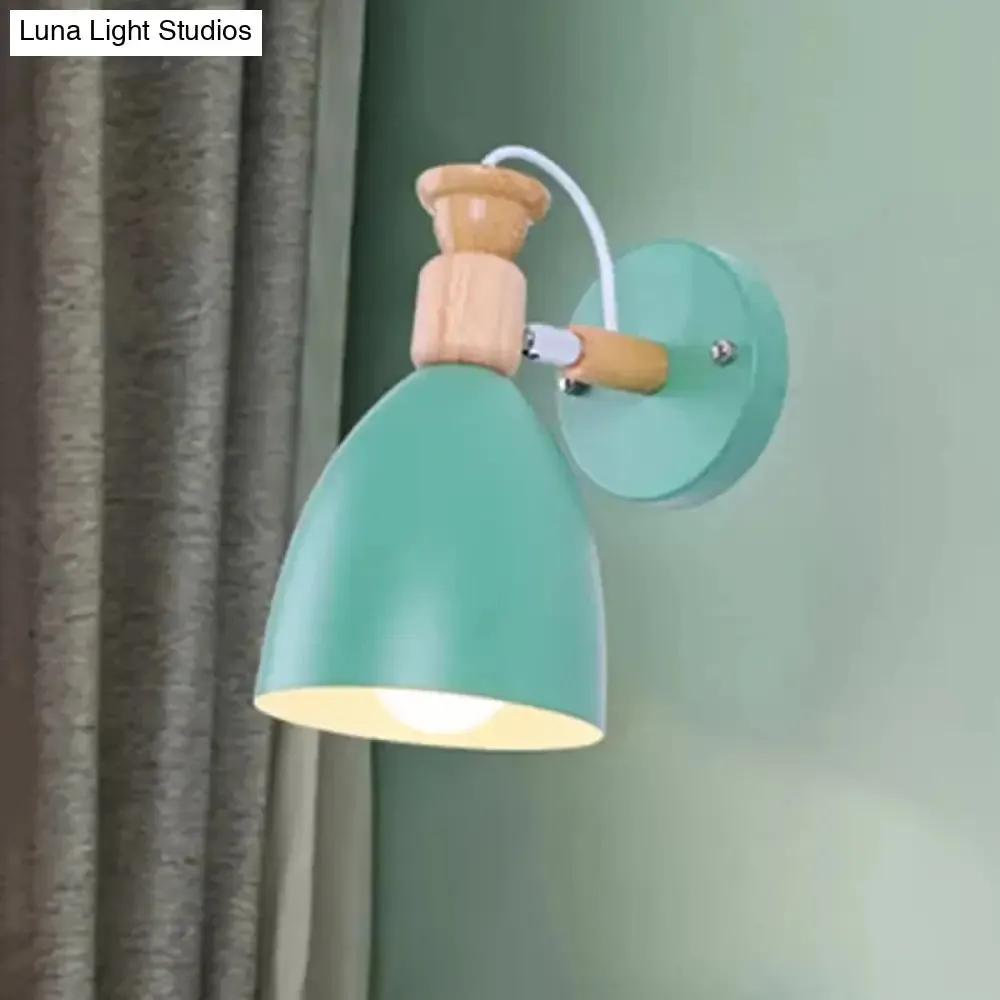 Rotatable Nordic Dome Wall Light for Kindergarten - Stylish Metal Sconce with Undertint and One Bulb