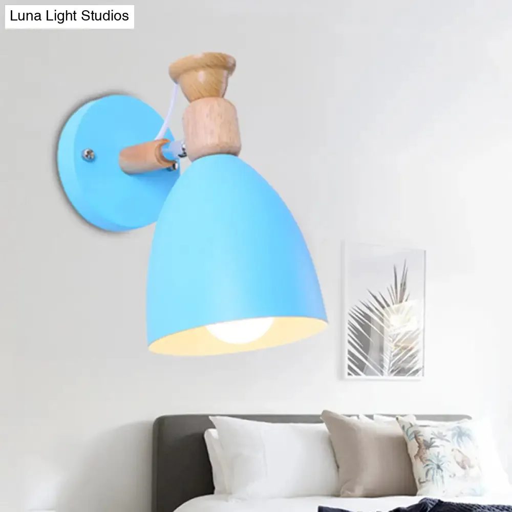 Rotatable Nordic Dome Wall Light for Kindergarten - Stylish Metal Sconce with Undertint and One Bulb