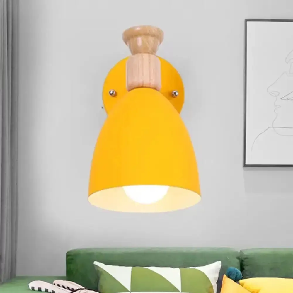 Rotatable Nordic Dome Wall Light for Kindergarten - Stylish Metal Sconce with Undertint and One Bulb