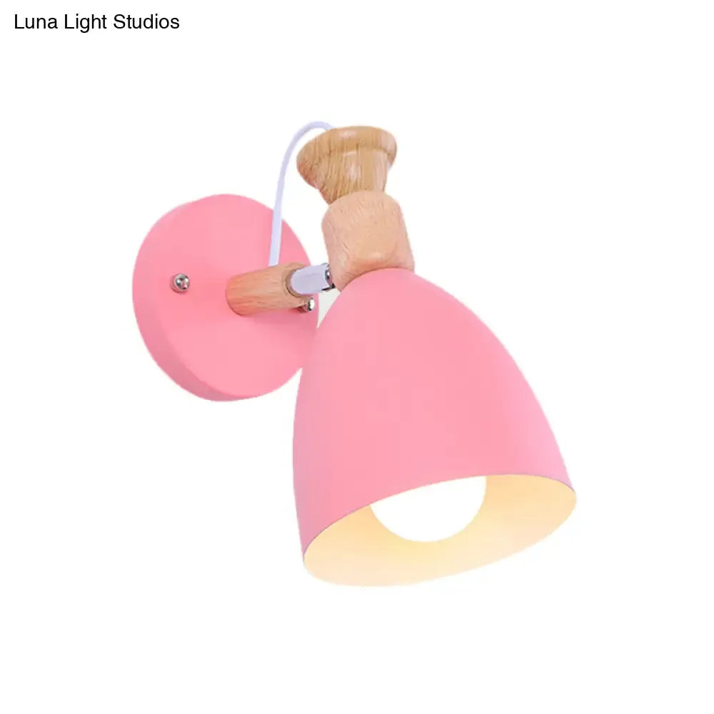 Rotatable Nordic Dome Wall Light for Kindergarten - Stylish Metal Sconce with Undertint and One Bulb