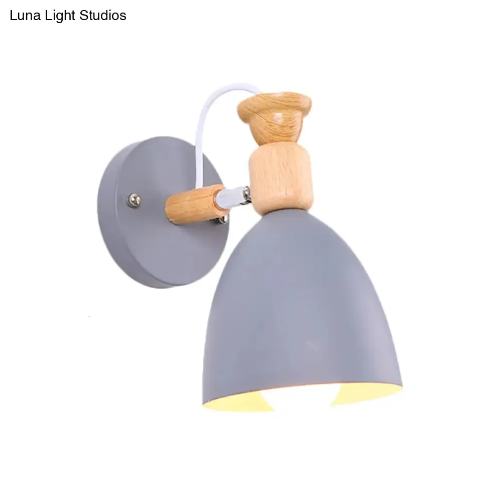 Rotatable Nordic Dome Wall Light for Kindergarten - Stylish Metal Sconce with Undertint and One Bulb