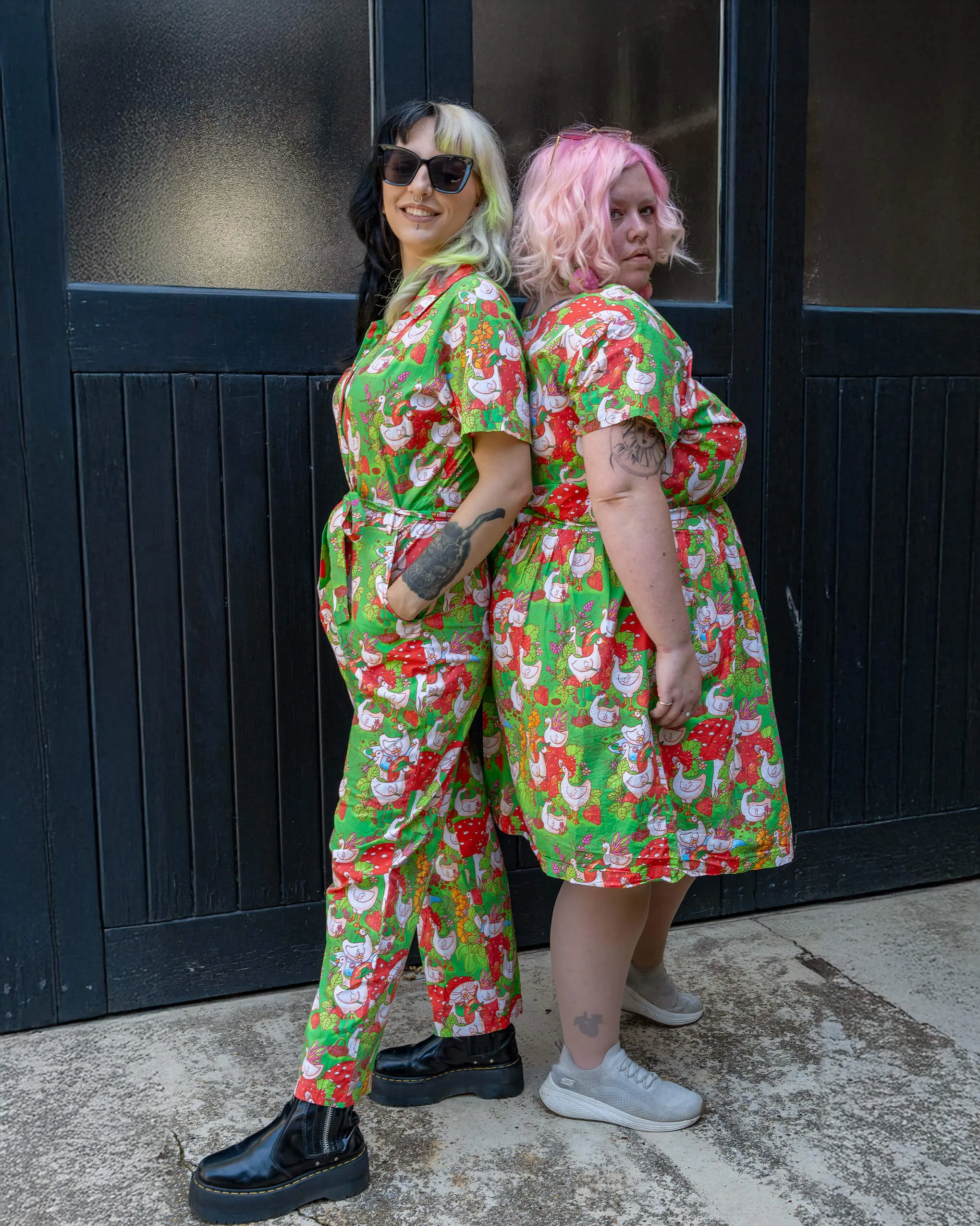 Run & Fly x The Mushroom Babes In The Geese Garden Stretch Jumpsuit