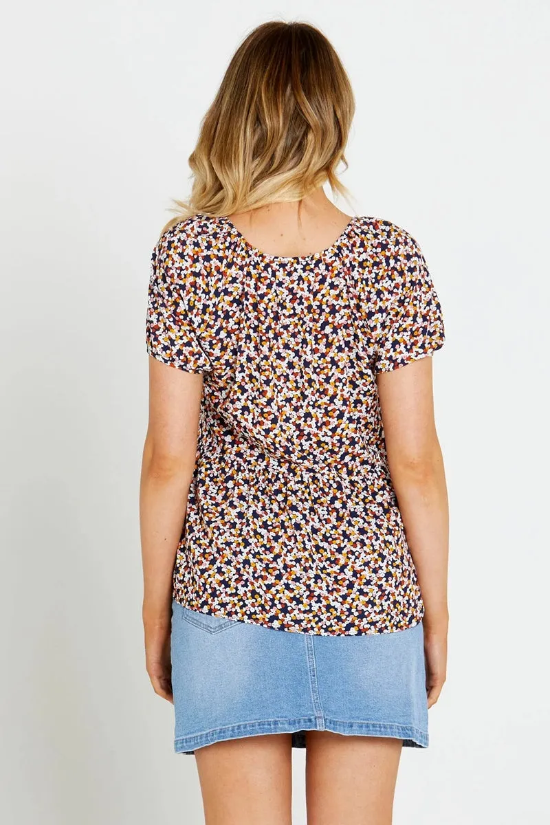 Sass - Isobelle Tiered Top- Navy Floral Ditsy