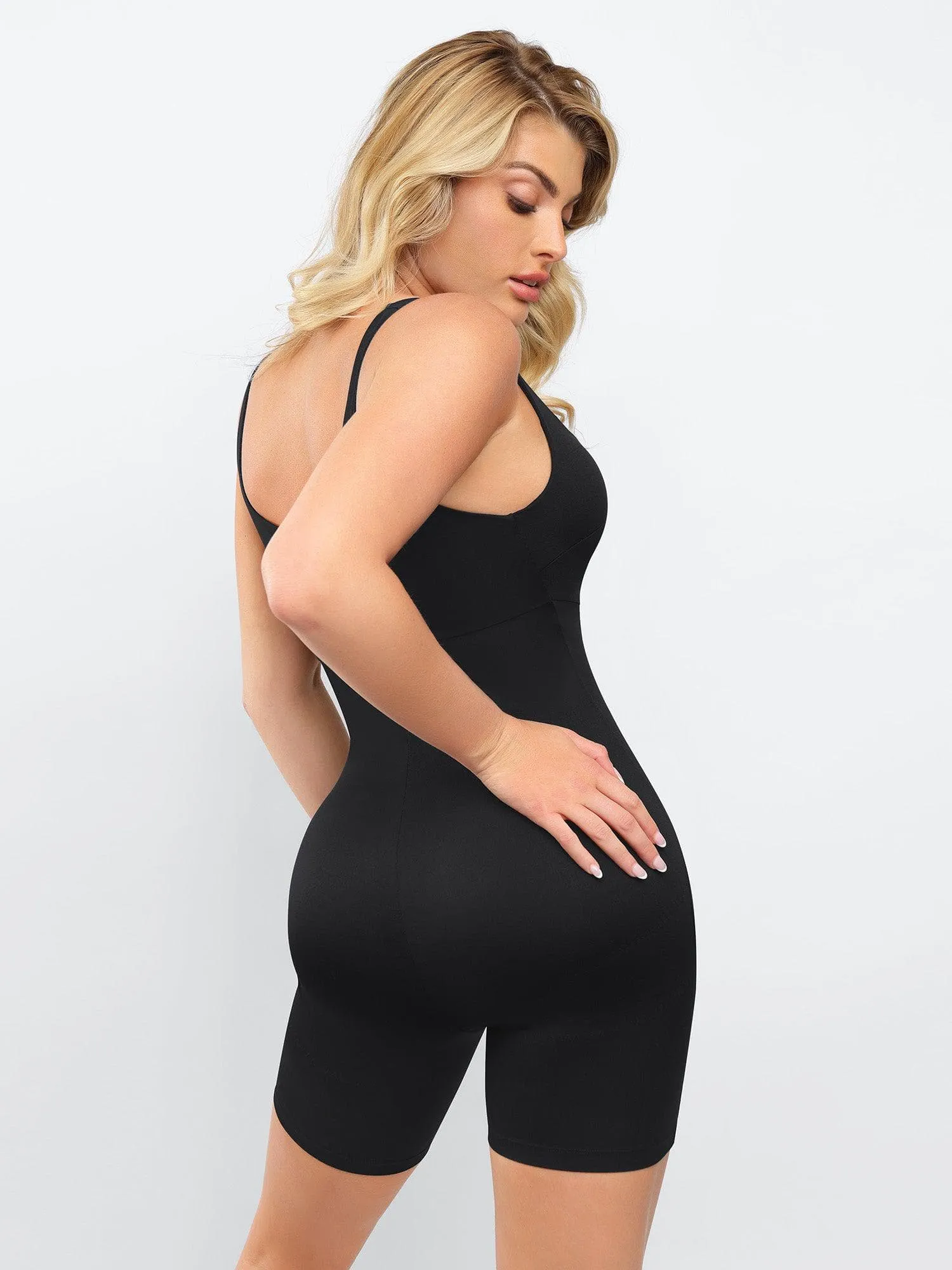 Shapewear Square Neck Slimming Mid-Thigh Workout Romper