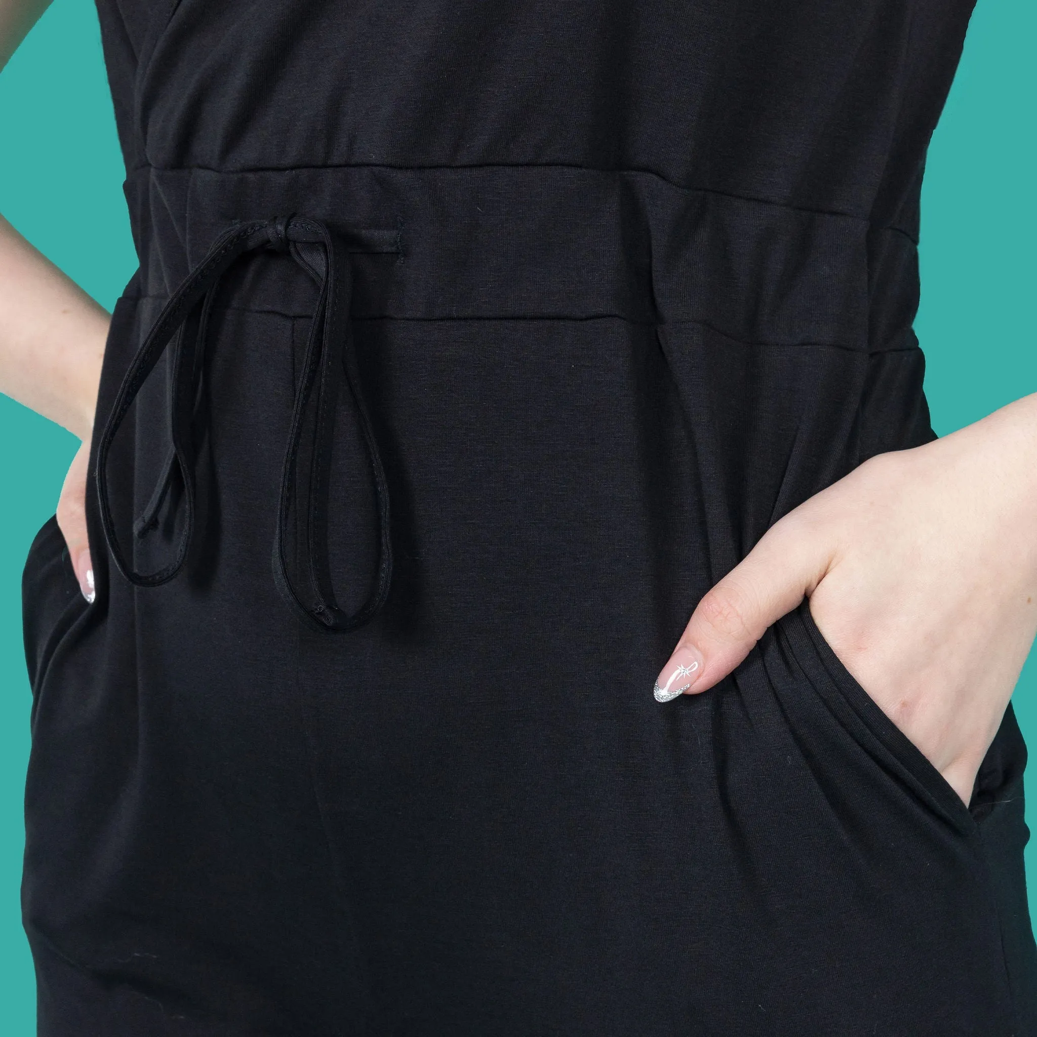 Stylish Black Breastfeeding Jumpsuit