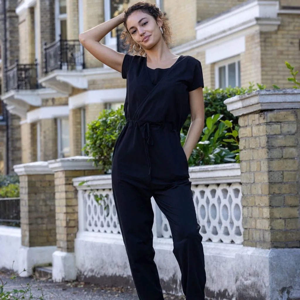 Stylish Black Breastfeeding Jumpsuit