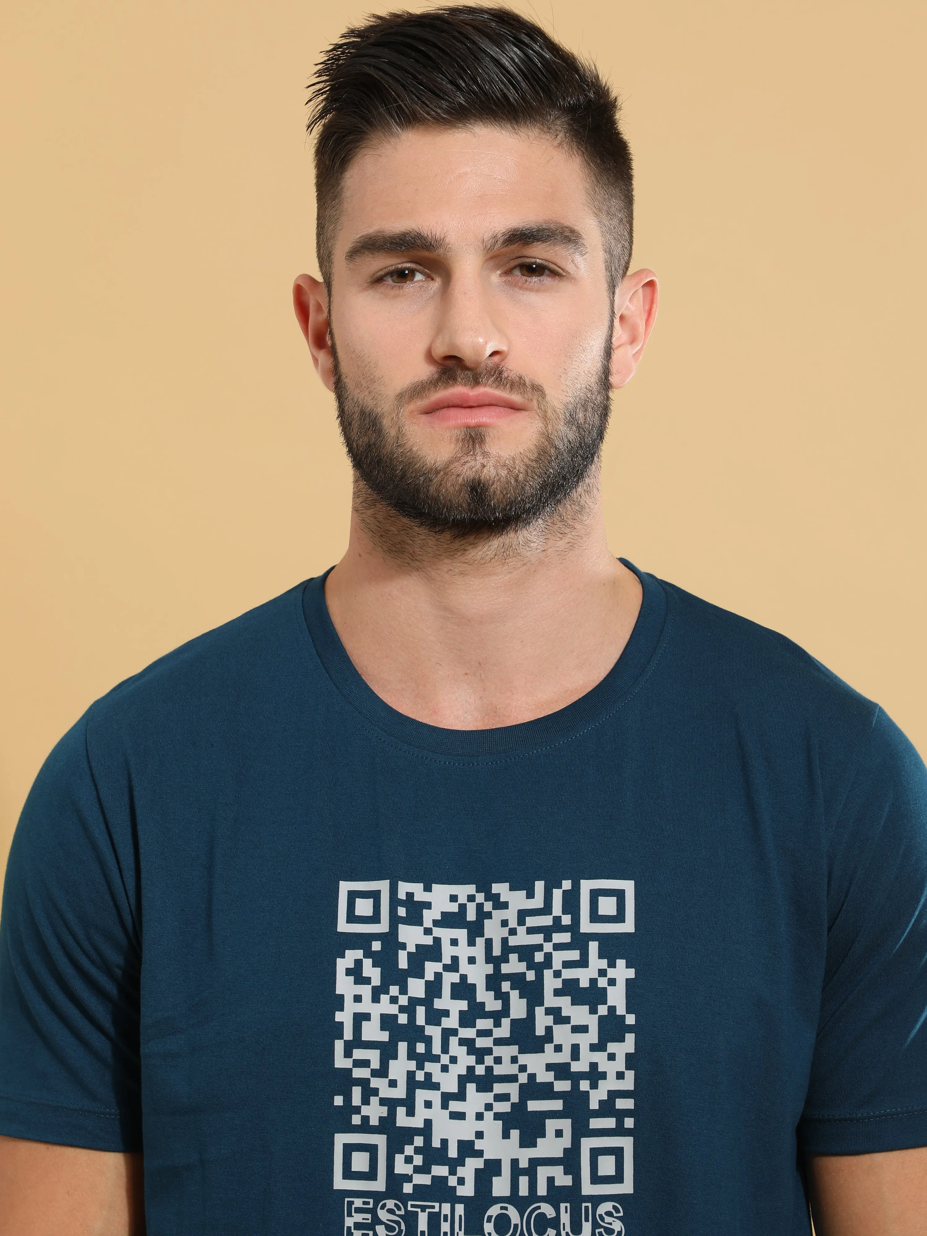 Teal Barcode Crewneck T-Shirt