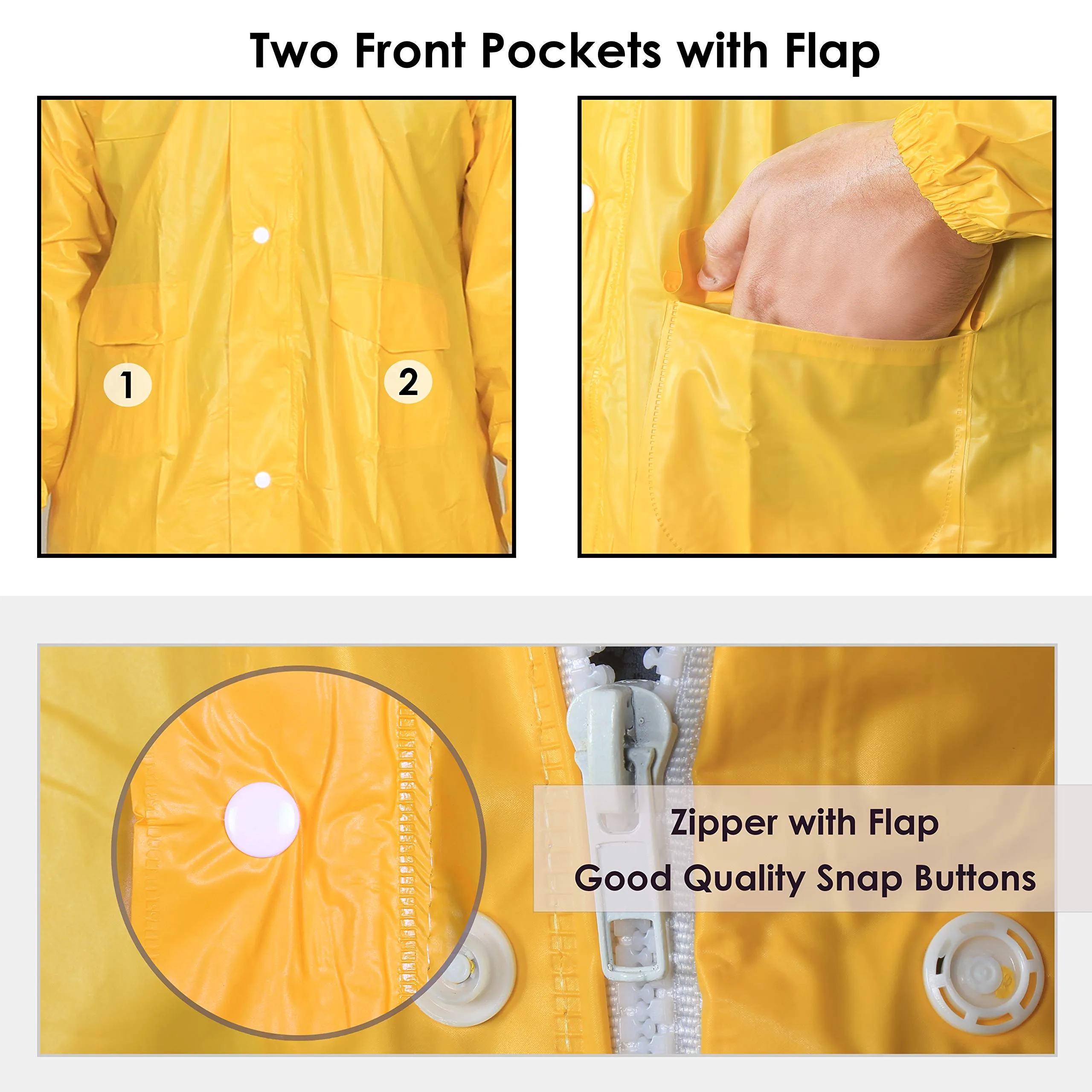 THE CLOWNFISH Flex Series Men's Polyester Waterproof Raincoat with Hood. Set of Top and Bottom Packed in a Storage Bag (Yellow, XX-Large)