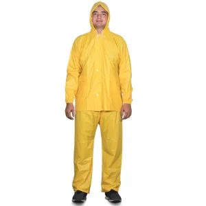 THE CLOWNFISH Flex Series Men's Polyester Waterproof Raincoat with Hood. Set of Top and Bottom Packed in a Storage Bag (Yellow, XX-Large)