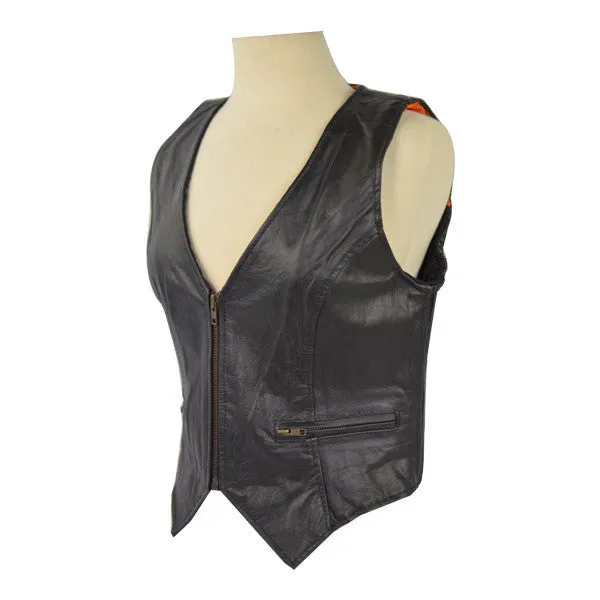 Vance Leather VL1011 Ladies Premium Quality Zipper Vest with Elastic Sides