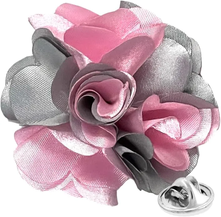 Vittorio Vico Unisex Two Tone Satin Flower Lapel Pin