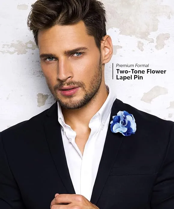 Vittorio Vico Unisex Two Tone Satin Flower Lapel Pin