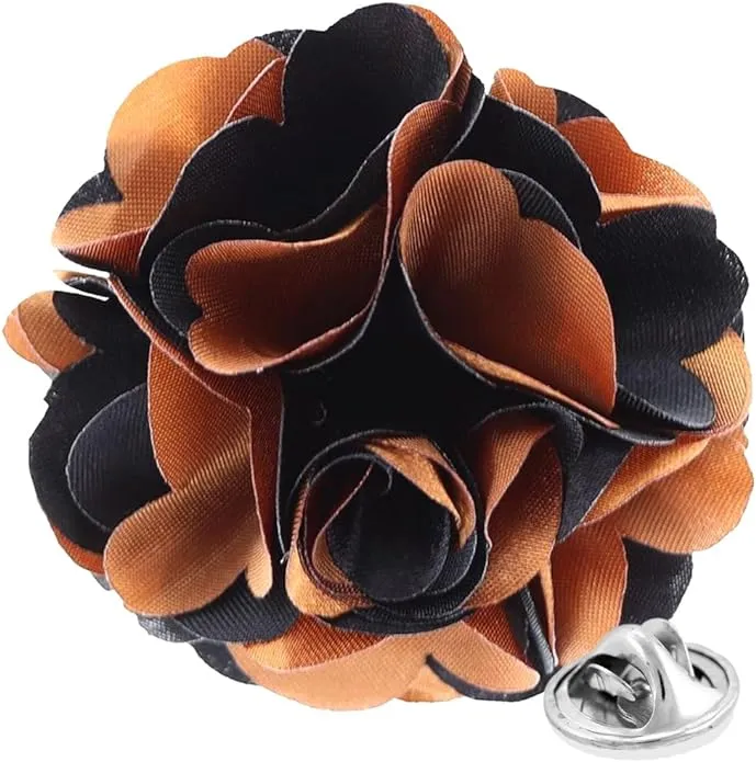 Vittorio Vico Unisex Two Tone Satin Flower Lapel Pin