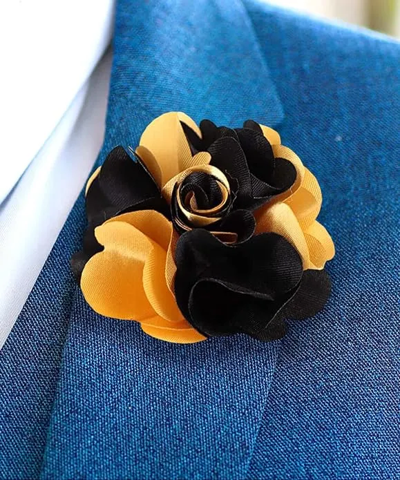 Vittorio Vico Unisex Two Tone Satin Flower Lapel Pin