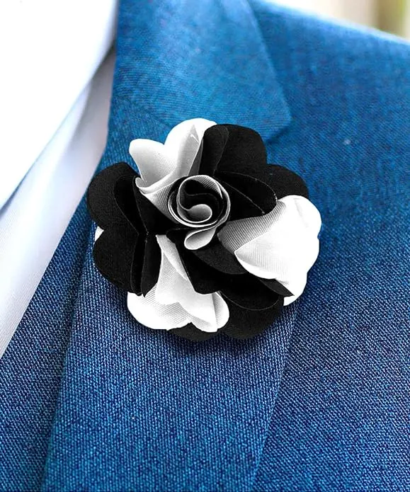 Vittorio Vico Unisex Two Tone Satin Flower Lapel Pin