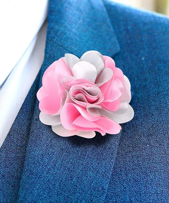 Vittorio Vico Unisex Two Tone Satin Flower Lapel Pin