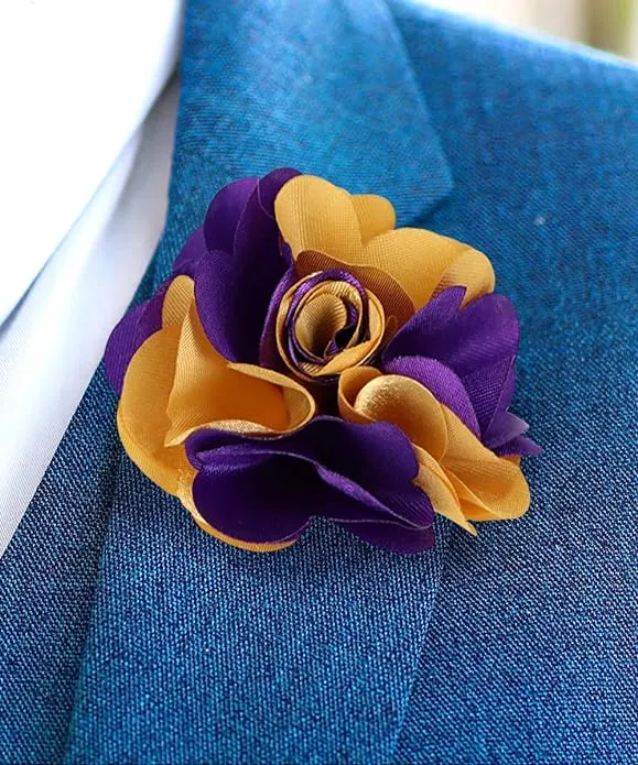 Vittorio Vico Unisex Two Tone Satin Flower Lapel Pin