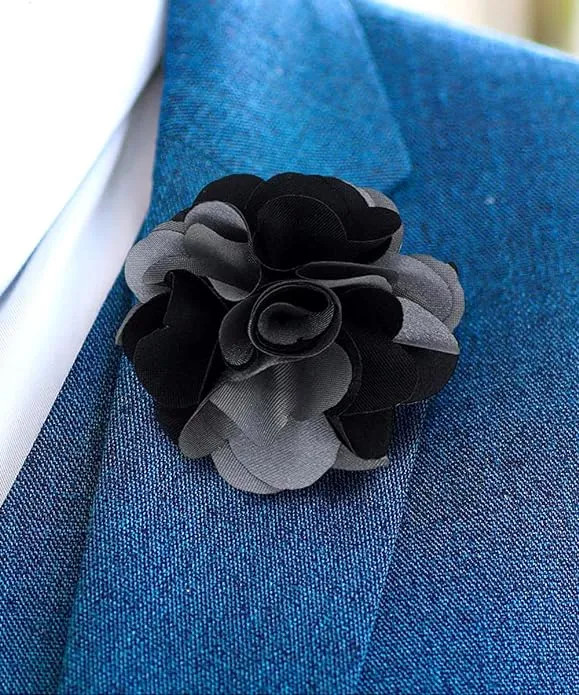 Vittorio Vico Unisex Two Tone Satin Flower Lapel Pin