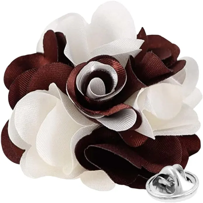 Vittorio Vico Unisex Two Tone Satin Flower Lapel Pin