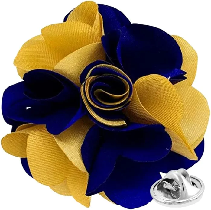 Vittorio Vico Unisex Two Tone Satin Flower Lapel Pin