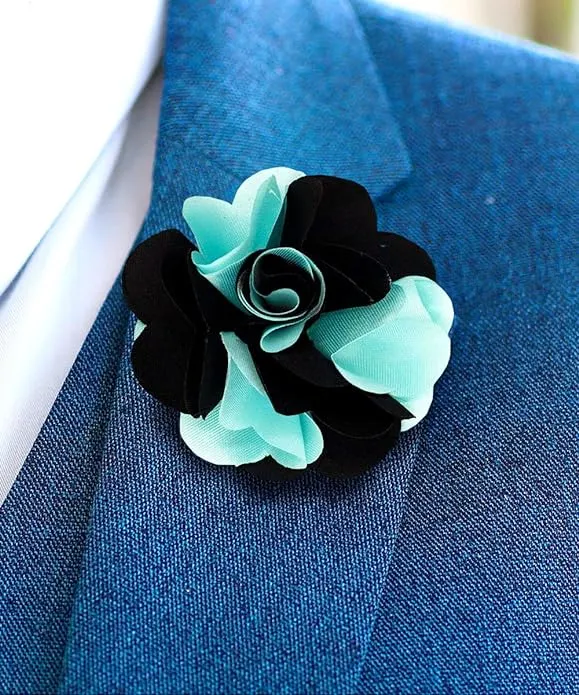 Vittorio Vico Unisex Two Tone Satin Flower Lapel Pin