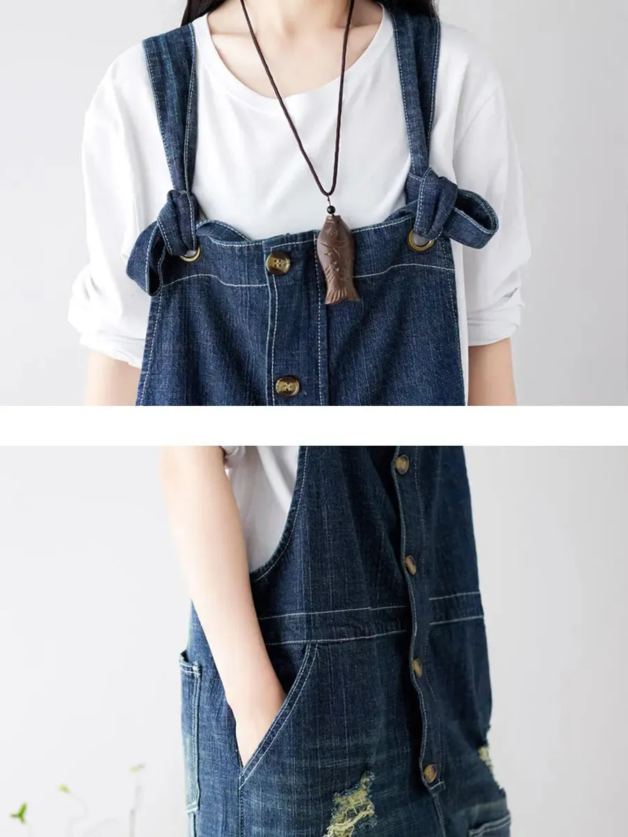 Women Spliced Denim Jumpsuits