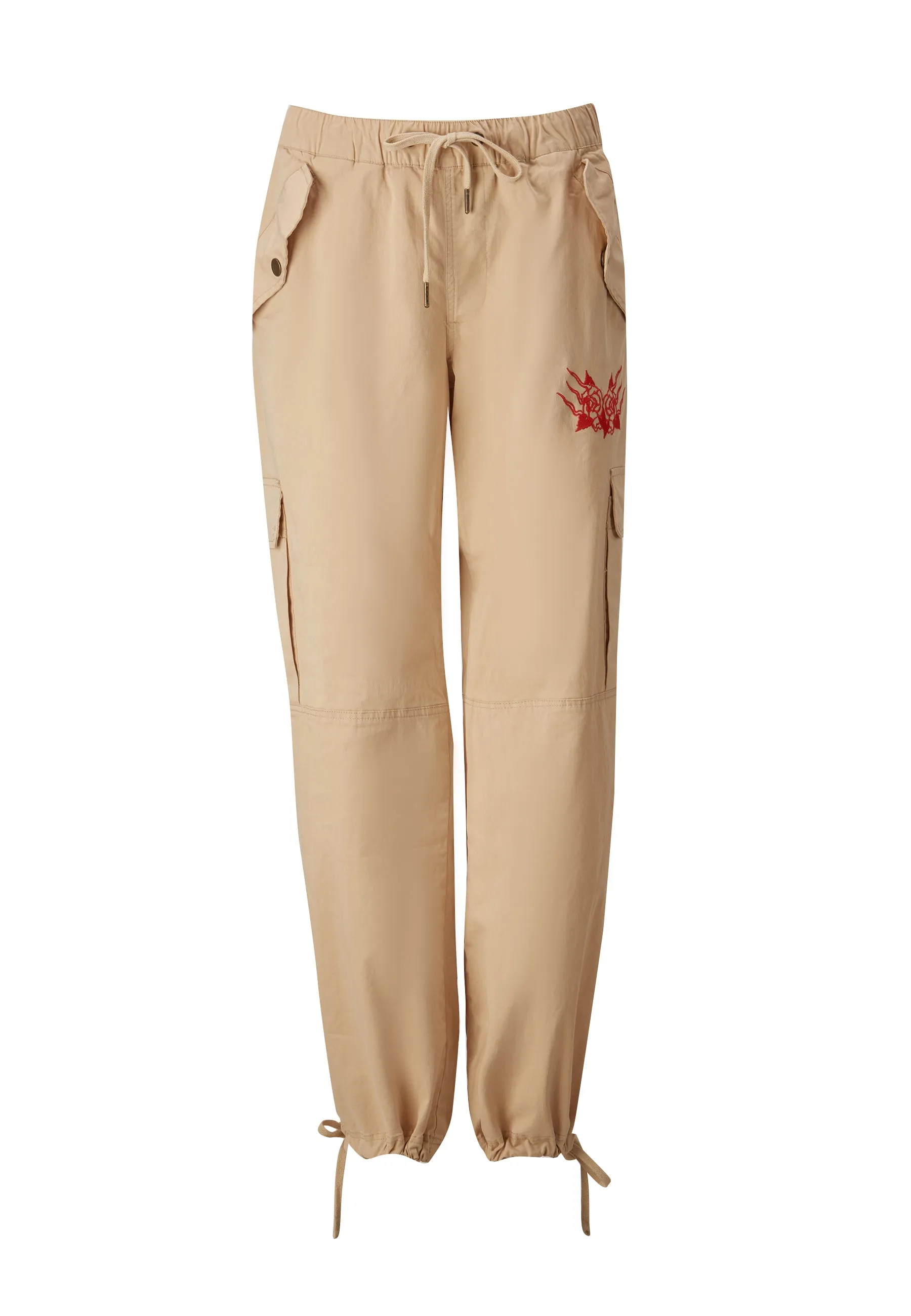 Womens Drag-Flame Cargo Trouser - Beige