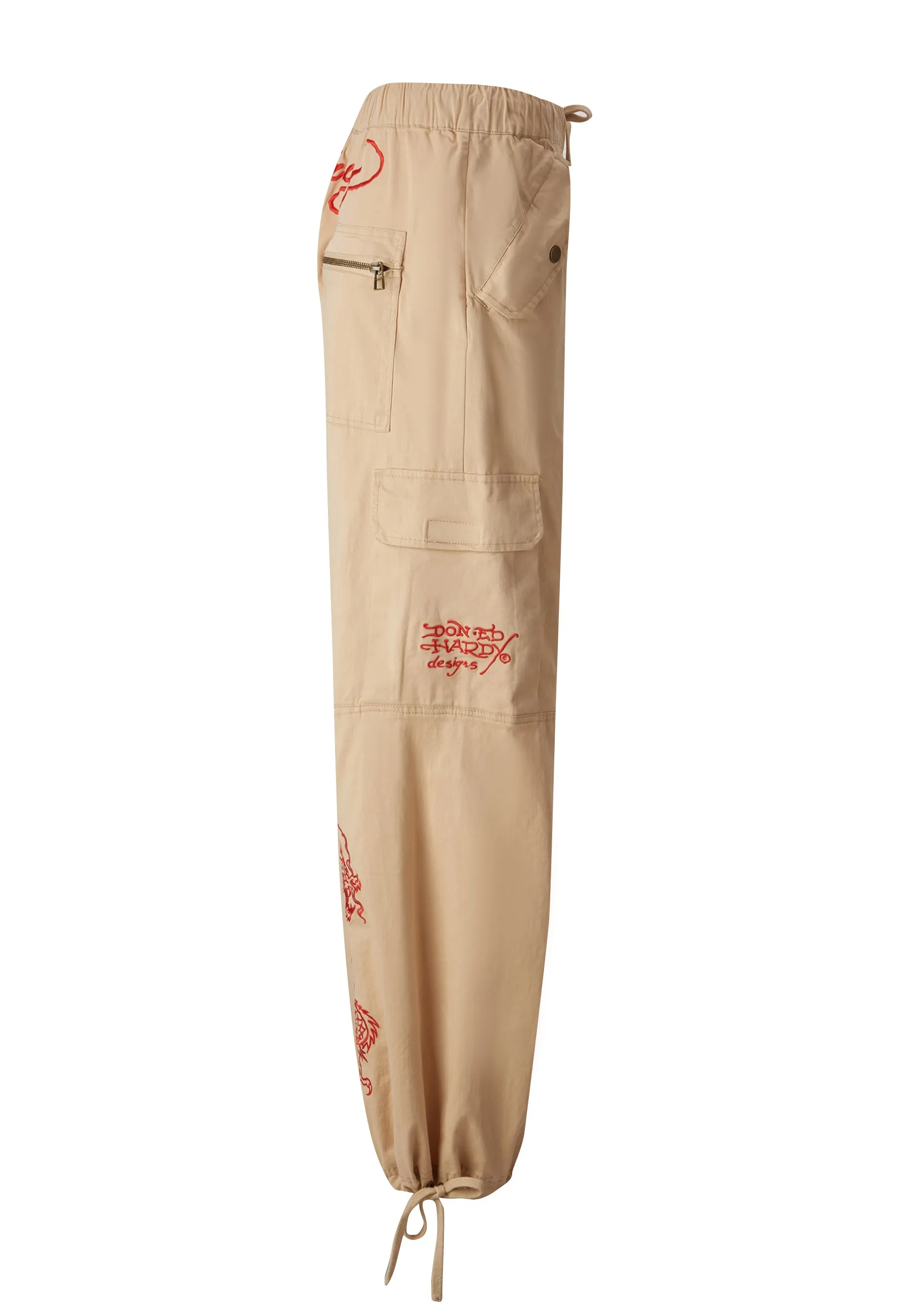 Womens Drag-Flame Cargo Trouser - Beige