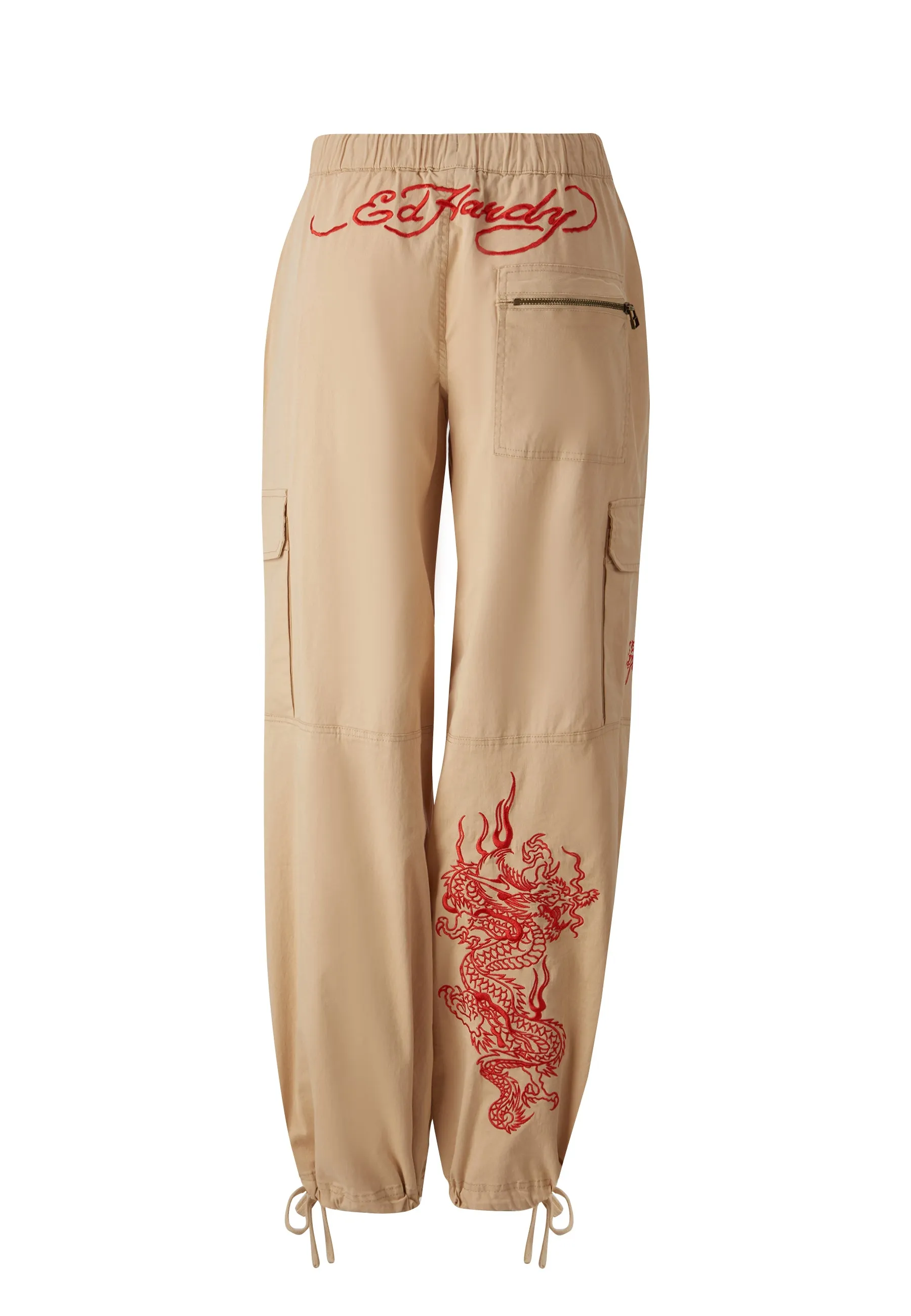 Womens Drag-Flame Cargo Trouser - Beige