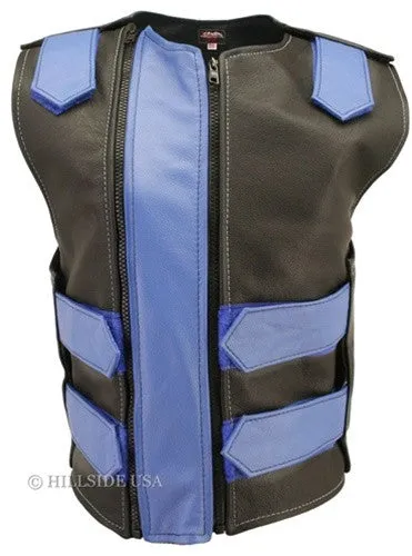 Womens Made in USA Double Zippered Bullet Proof Leather Motorcycle Vest All Colors