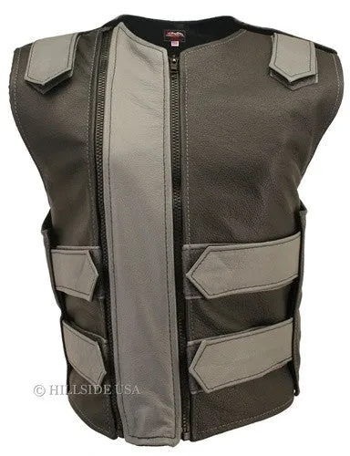 Womens Made in USA Double Zippered Bullet Proof Leather Motorcycle Vest All Colors