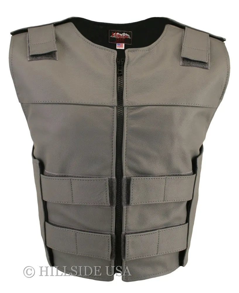 Womens Made in USA Zippered Bullet Proof Style Leather Motorcycle Vest