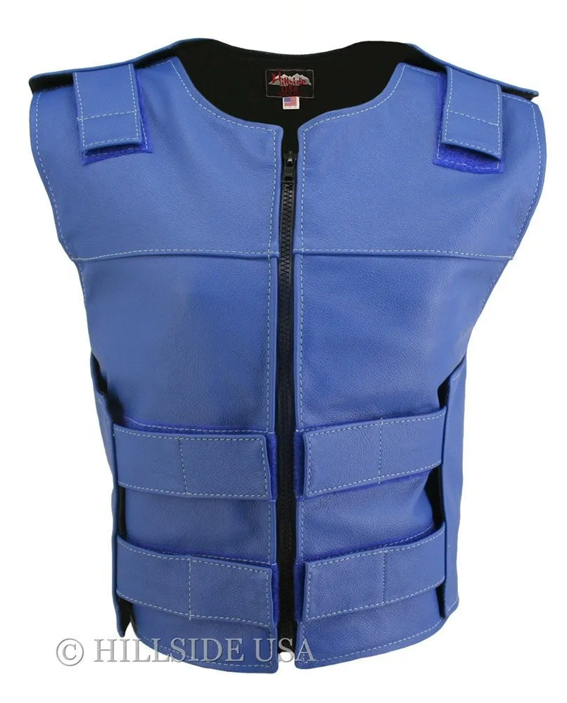 Womens Made in USA Zippered Bullet Proof Style Leather Motorcycle Vest