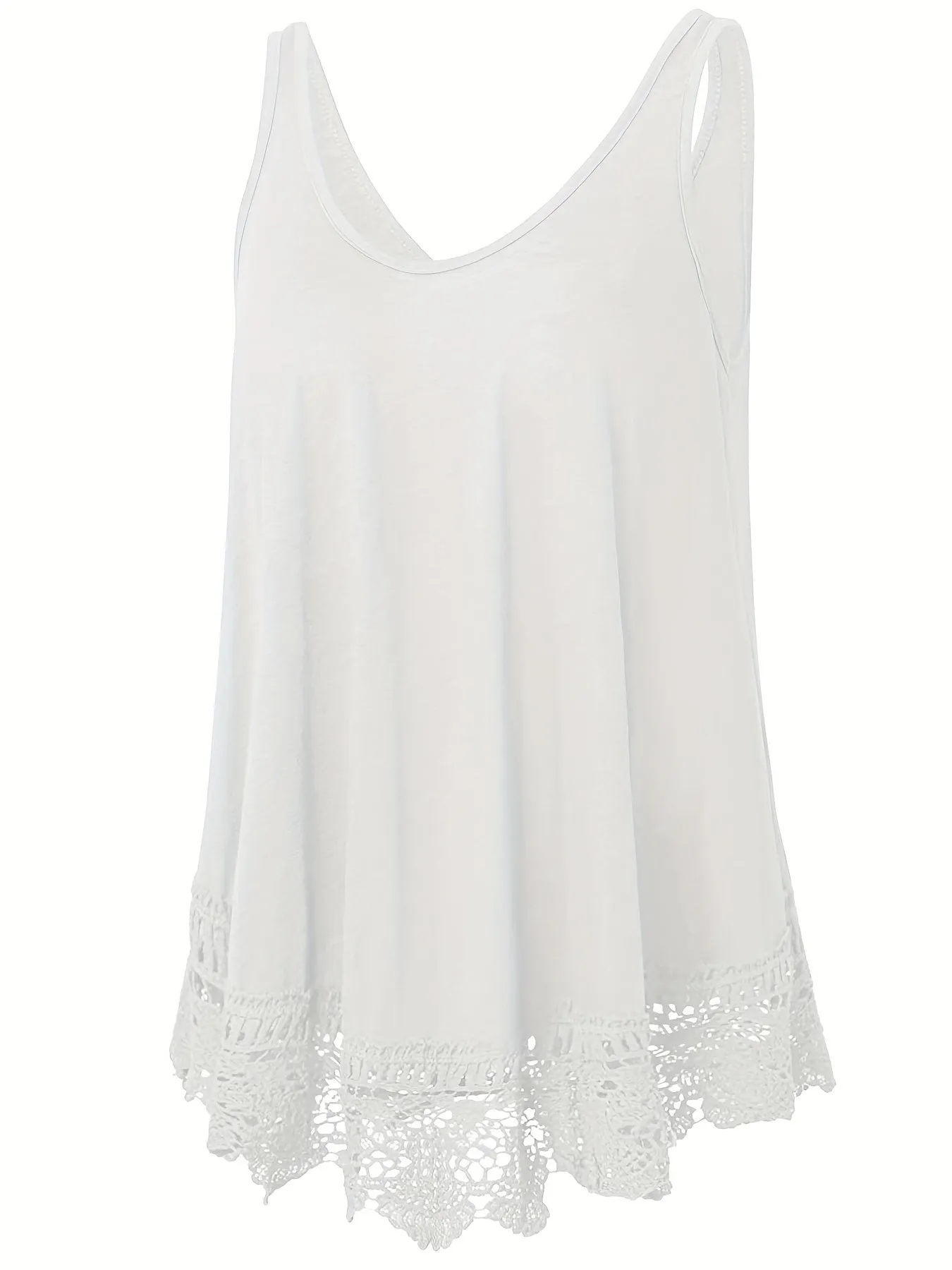 Womens Plus Size Lace Trim Tank Top with High Stretch