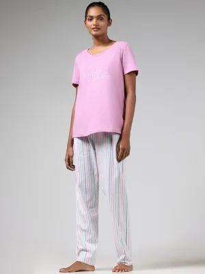 Wunderlove Multicolor Striped Cotton Pyjamas